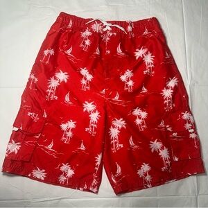 Kanu Surf Boys Swim Trunks | XL 18/20 | Red Palm Print | Lined